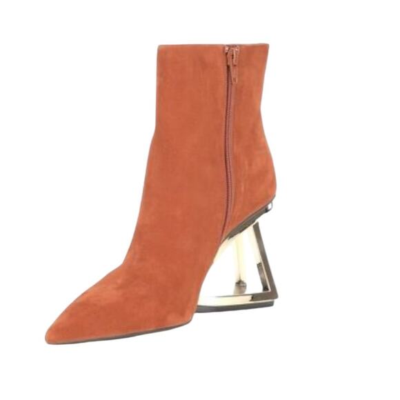 Gianni Bini Suede Wedge Booties Brown Size 7.5 - Picture 2 of 4